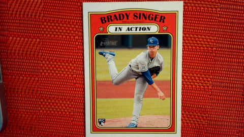 Brady Singer 2021 Topps Heritage In Action Rookie Card #130