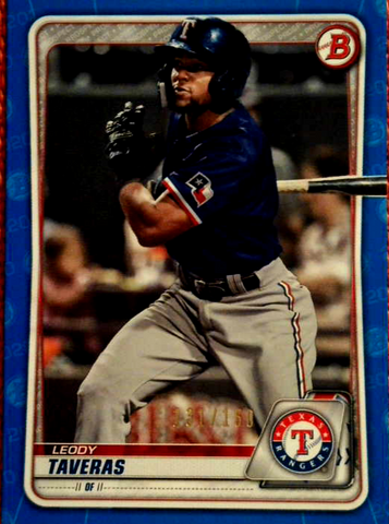 2020 Bowman LEODY TAVERAS Blue Paper #ed /150 TEXAS RANGERS