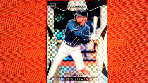 ANDREW VELAZQUEZ 2019 Panini Prizm Power Plaid Rookie RC /75 Rays Yankees