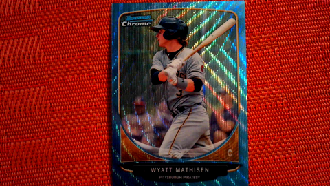 2013 Bowman Wrapper Redemption Blue Wave Refractor Wyatt Mathisen #BCP87