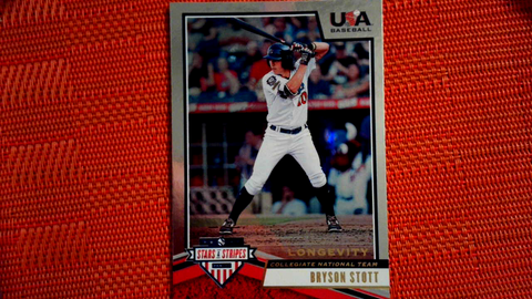 2019 PANINI USA BASEBALL STARS & STRIPES BRYSON STOTT LONGEVITY RC #11