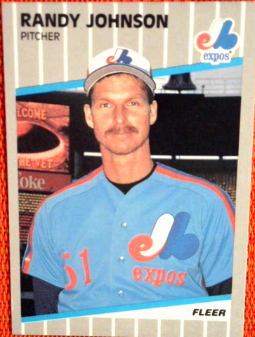 1989 Fleer AD Blacked out Randy Johnson Rookie Expos #381 (See Scans)