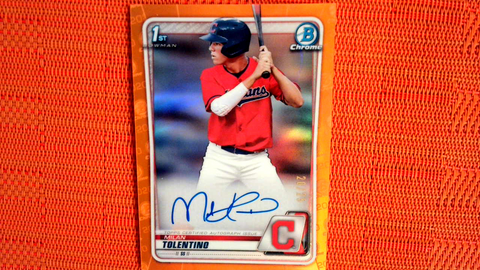 2020 Bowman Chrome Draft Milan Tolentino Indians Orange Refractor Auto #20/25