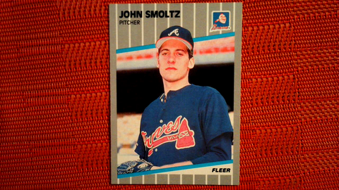 1989 Fleer Baseball Card #602 JOHN SMOLTZ Braves Rookie Card RC