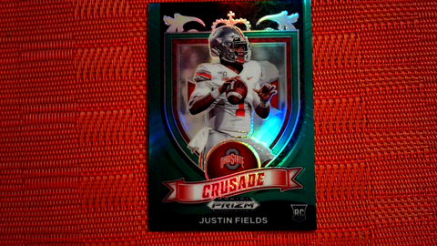 2021 PRIZM DRAFT PICKS JUSTIN FIELDS RC GREEN HOLO CRUSADE ROOKIE