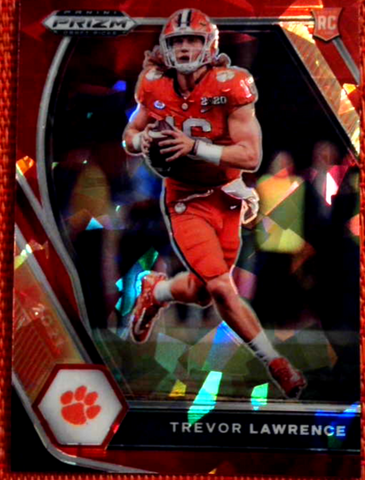2021 PRIZM DRAFT PICKS TREVOR LAWRENCE RC RED CRACKED ICE PRIZM #106 Rookie
