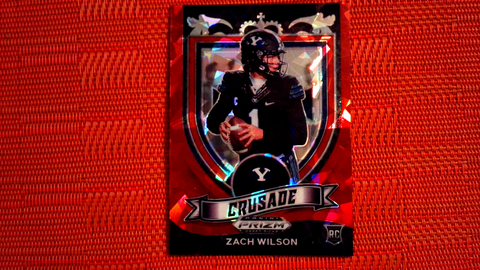 2021 Panini Prizm Draft Picks Zach Wilson RC Crusade #168 Red Cracked Ice