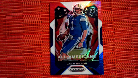 2021 Panini Prizm Draft Picks Zach Wilson Red White & Blue All-Americans Insert