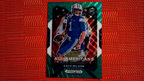 2021 PANINI PRIZM DRAFT PICKS ZACH WILSON ALL AMERICAN GREEN WAVE PRIZM RC BYU