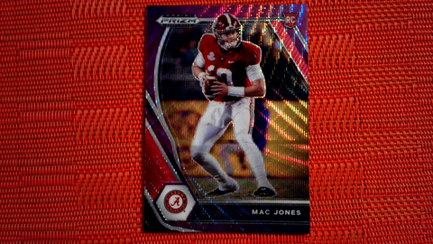 2021 PANINI PRIZM DRAFT PICKS MAC JONES PURPLE WAVE PRIZM RC #104 SP ALABAM