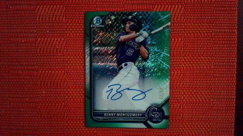 2022 Bowman Chrome Prospect Autographs Green Shimmer #CPA-BMY Benny Montgomery 42/99 Baseball Default Title