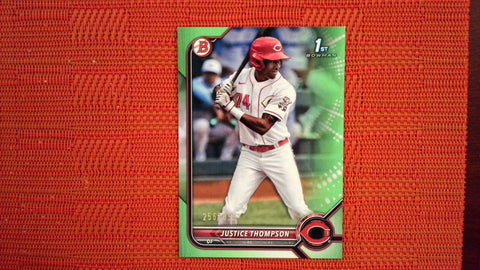 2022 Bowman Neon Green Border #BP-59 Justice Thompson 256/399 Baseball Default Title
