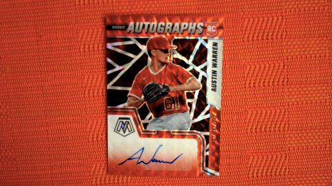 2022 Panini Mosaic Baseball Rookie Autographs #RAM-AU Austin Warren Choice Fusion Red Default Title