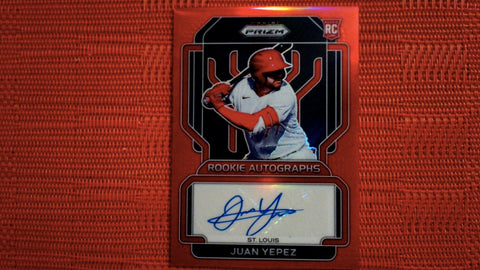 2022 Panini Prizm Baseball Red Rookie Aurographs #RA-JY Juan Yepez 96/99 Default Title