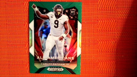 2021 Panini Prizm Draft Picks Football Green Prizm All Americans Rookie #197 Carlos "Boogie" Basham - Wake Forest/Buffalo Bills