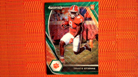2021 Panini Prizm Draft Picks Football Green Prizm Wave Rookie #107 Travis Etienne Jr. - Clemson Tigers/Jacksonville Jaguars