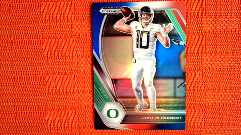 2021 Panini Prizm Draft Picks Football Red, White, and Blue Prizm #20 Justin Herbert - Oregon Ducks/Los Angeles Chargers