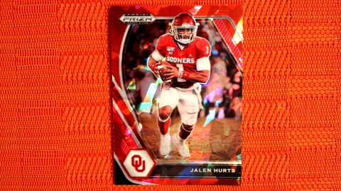 2021 Panini Prizm Draft Picks Football Red Prizm Cracked Ice #32 Jalen Hurts - Oklahoma Sooners/Philadelphia Eagles