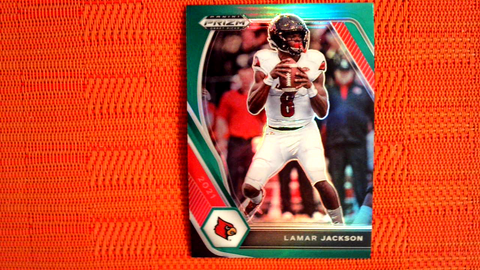2021 Panini Prizm Draft Picks Football Green Prizm #26 Lamar Jackson - Louisville Cardinals/Baltimore Ravens
