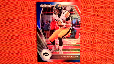 2021 Panini Prizm Draft Picks Football Red, White, and Blue Prizm #50 George Kittle - Iowa Hawkeyes/San Francisco 49ers