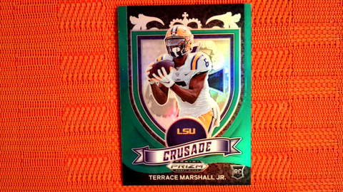 2021 Panini Prizm Draft Picks Football Green Prizm Crusade Rookie #180 Terrace Marshall Jr. - LSU Tigers/Carolina Panthers