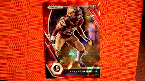 2021 Panini Prizm Draft Picks Football Red Prizm Cracked Ice Rookie #111 Asante Samuel Jr. - Florida State Seminoles/Los Angeles Chargers