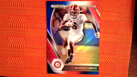 2021 Panini Prizm Draft Picks Football Red, White and Blue Prizm Rookie #101 DeVonta Smith - Alabama Crimson Tide/Philadelphia Eagles