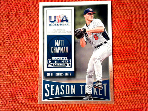 2015 Panini Contenders Season Tick. Matt Chapman #51 rookie card