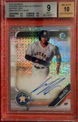 2019 Bowman Mega box BGS 9/ Auto 10 #BMA-SB Seth Beer - Auto