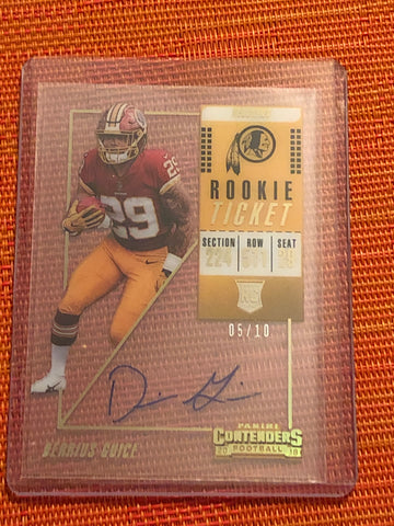 DERRIUS GUICE 2018 Contenders Rookie Tick. Auto Clear 5/10 REDSKINS