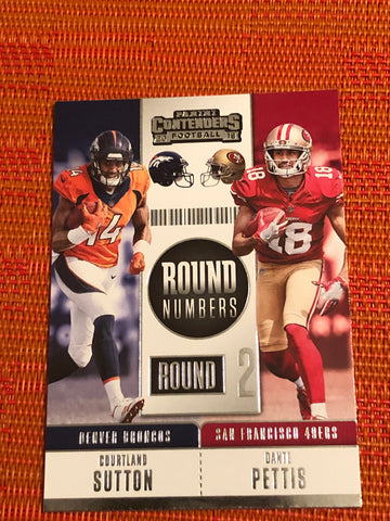 2018 Contenders Football Round Numbers #RNA-SP Dante Pettis Courtland Sutton