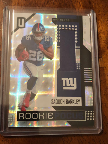 2018 Unparalleled Rookie Focus Memorabilia Relic #RF-SB Saquon Barkley