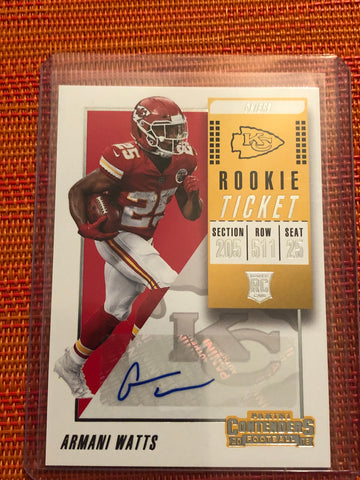 2018 Panini Contenders Armani Watts Rookie Tick. Auto