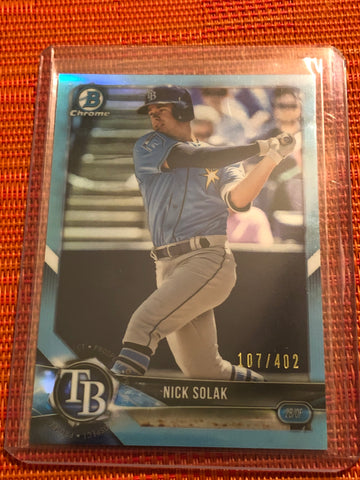 2018 BOWMAN CHROME DRAFT NICK SOLAK RC Rookie SKY BLUE REFRACTOR #’d/402