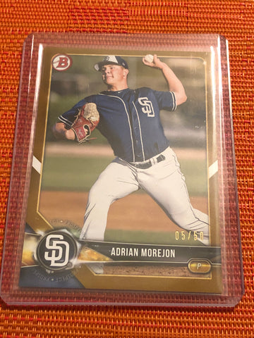 2018 Bowman Draft Gold #BD-18 Adrian Morejon San Diego Padres Baseball Card