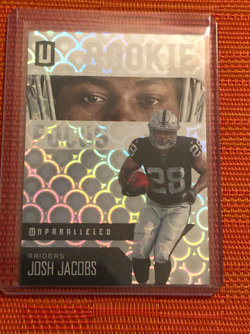 2019 Panini Unparalleled Rookie Focus Groove #RF-JJ Josh Jacobs Oakland Raiders