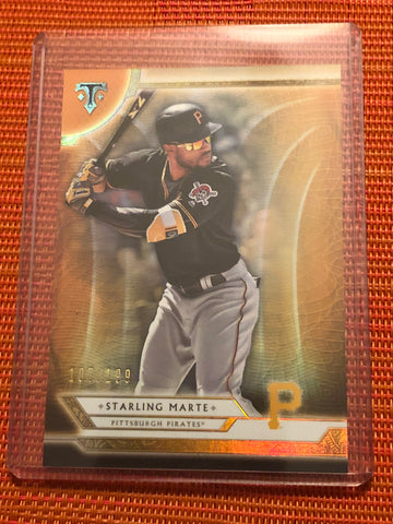 Starling Marte 2018 Topps Triple Threads Amber Parallel #'d 146/199 HOT Pirates