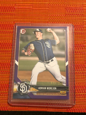 2018 Bowman Draft Purple ADRIAN MOREJON San Diego PADRES #BD-18, /250