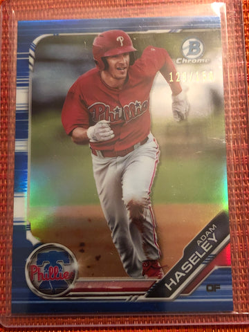 2019 Bowman Chrome Prospect Blue Refractor #d134/150 Adam Haseley #BCP-28