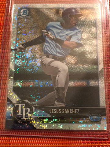 2018 Bowman Draft Chrome Sparkles Refractor BDC-180 Jesus Sanchez Tampa Bay Rays