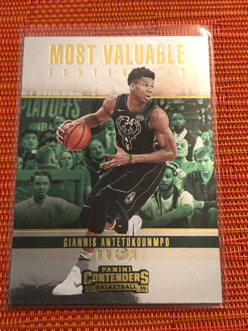 GIANNIS ANTETOKOUNMPO 2018-19 Panini MOST VALUABLE CONTENDERS INSERT #4 Bucks