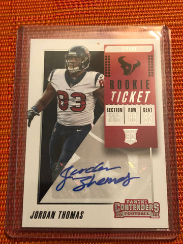 2018 Panini Contenders — JORDAN THOMAS — Rookie Tick. Auto — Texans
