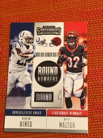 2018 Contenders Football Round Numbers #RNA-HW Mark Walton Nyheim Hines
