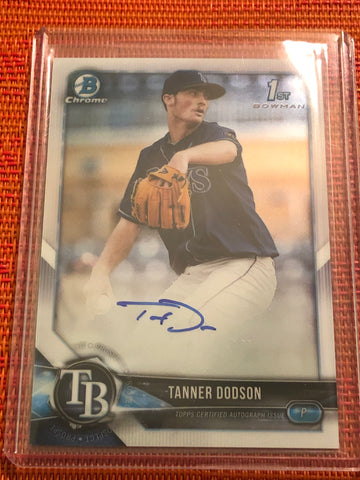 TANNER DODSON AUTO 2018 1st Bowman Draft Chrome Autograph Rays Rookie Card RC