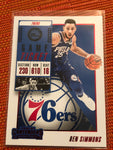 BEN SIMMONS 2018-19 Panini Contenders RED GAME Tick. RARE 76ers Basketball Card