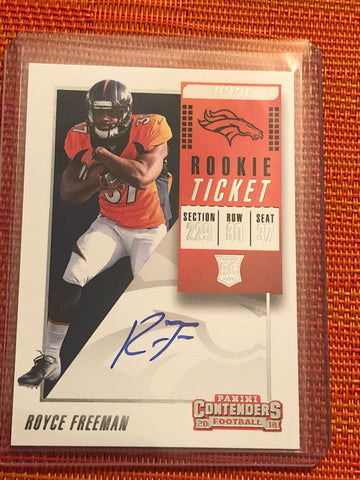 2018 Contenders ROYCE FREEMAN RPS Rookie Tick. Auto #124 BRONCOS
