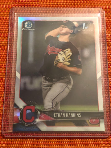 2018 Bowman Draft Chrome Refractor #BDC-48 Ethan Hankins Cleveland Indians Card