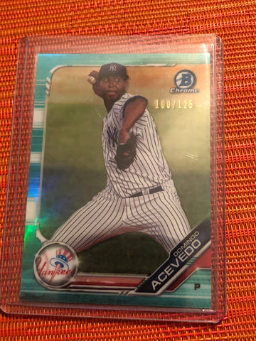 2019 Bowman Chrome Prospects Aqua Shimmer Refractor/125 #BCP-34 Domingo Acevedo