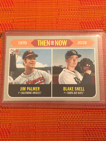 2019 TOPPS HERITAGE THEN & NOW CARD ORIOLES JIM PALMER RAYS BLAKE SNELL #TN-4