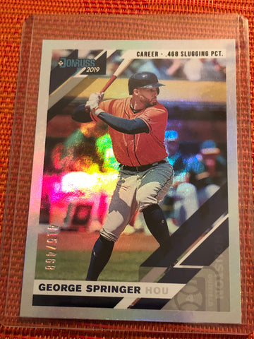 2019 DONRUSS GEORGE SPRINGER CAREER STATE LINE SLUGGING PCT, #65 AND #'D /468